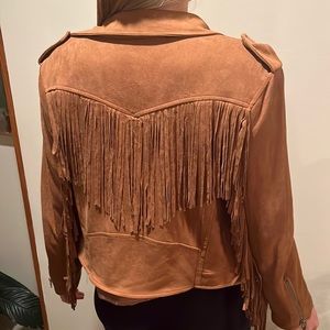 “Francesca” Fringe Suede Tan Jacket